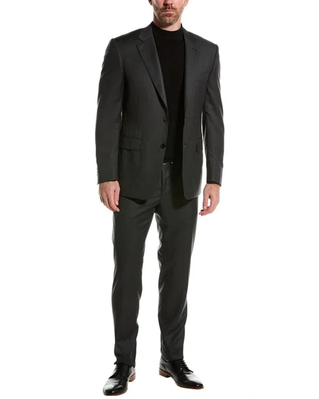 CANALI Wool Suit With Flat Front Pant In Grey Product Image