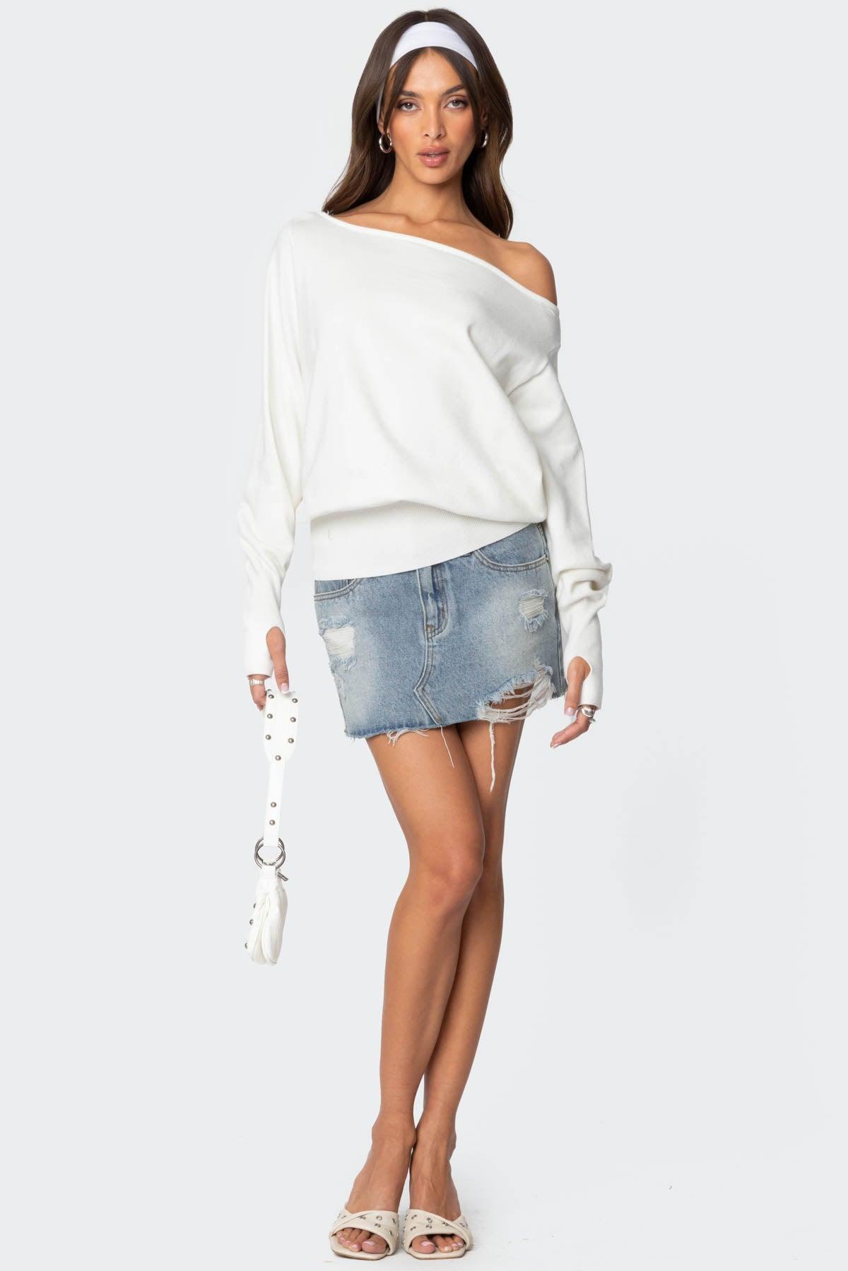 Off Shoulder Oversized Sweater Product Image