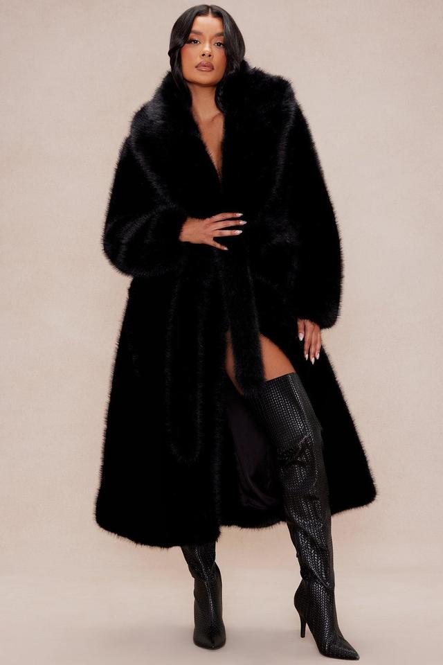 Madison Faux Fur Coat - Black Product Image