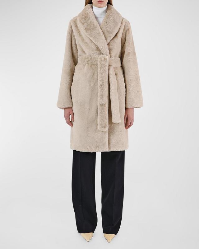 Womens Bree Belted Faux Fur Wrap Coat Product Image