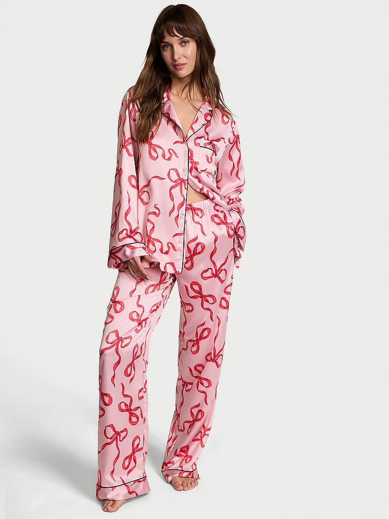 Glazed Satin Long Pajama Set Product Image