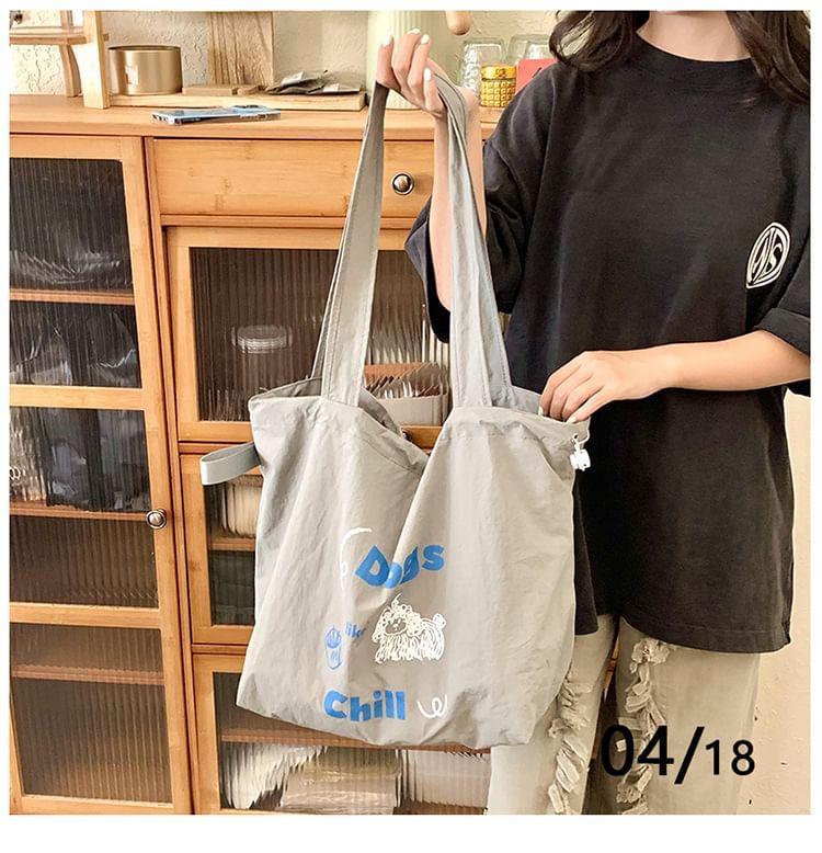 Lettering Dog Print Tote Bag Product Image