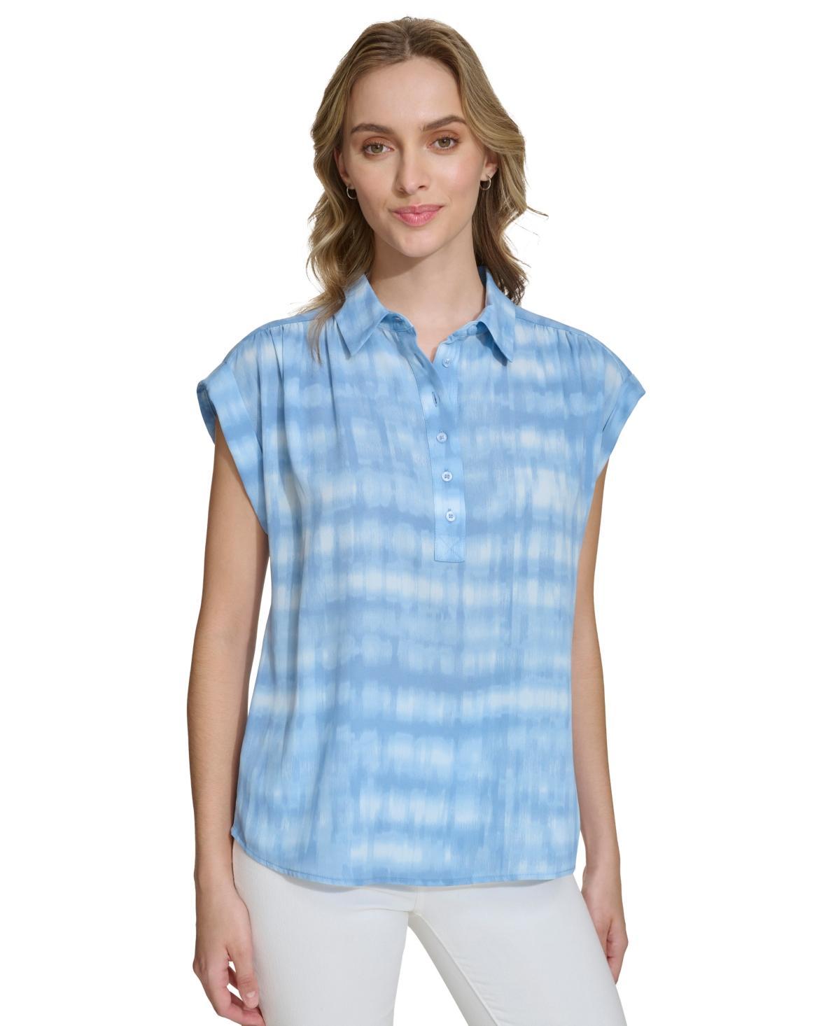 Women's Short-Sleeve Printed Button Front Shirt Product Image