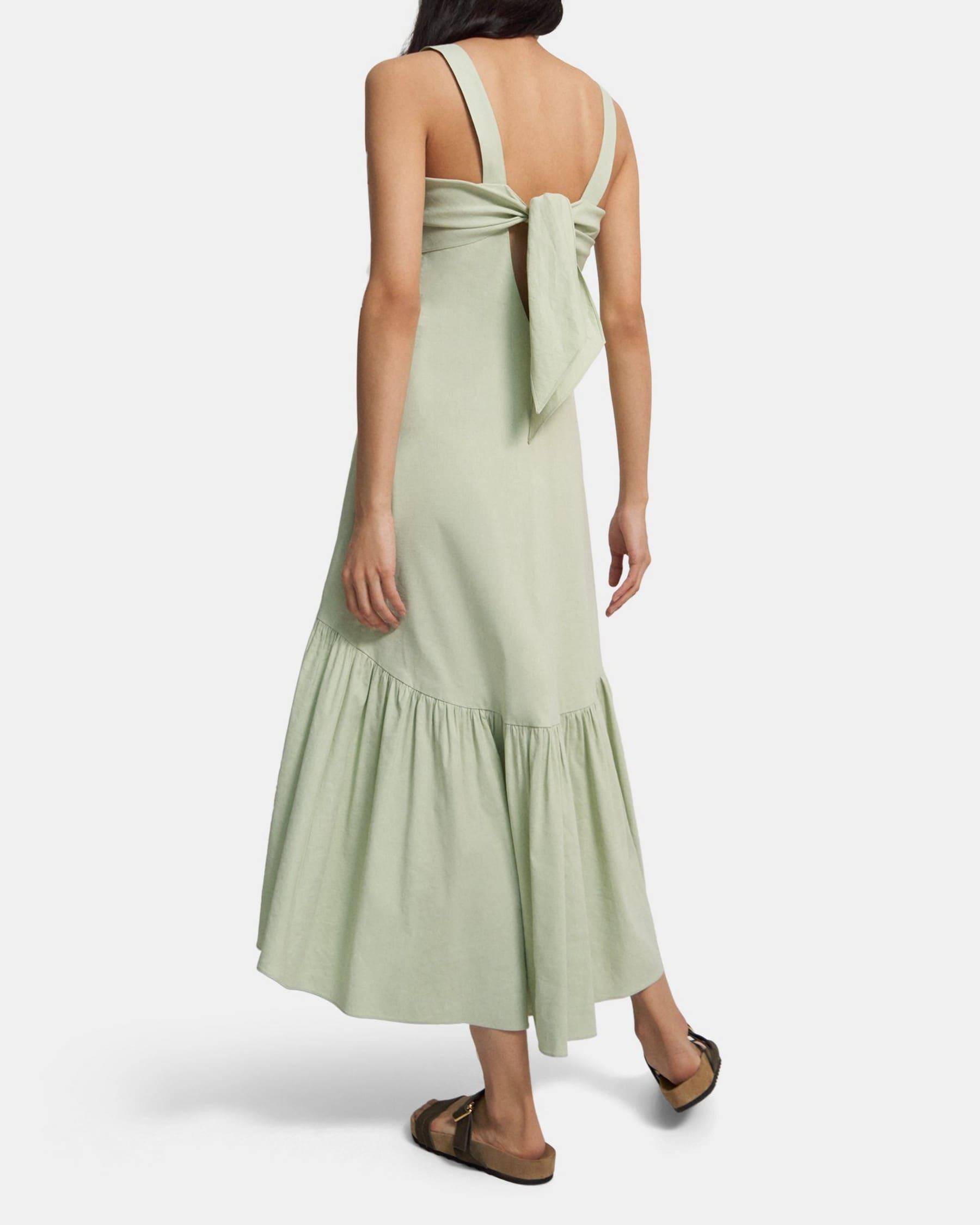 Tie-Back Dress in Stretch Linen Product Image