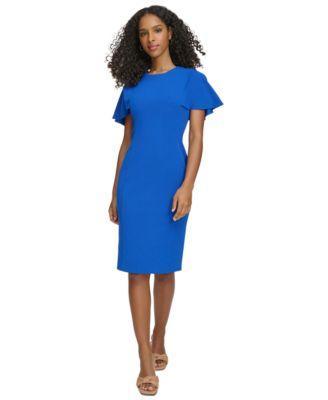 Women's Flutter-Sleeve Sheath Dress Product Image