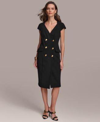 Women's Cap-Sleeve Double-Breasted Blazer Dress Product Image