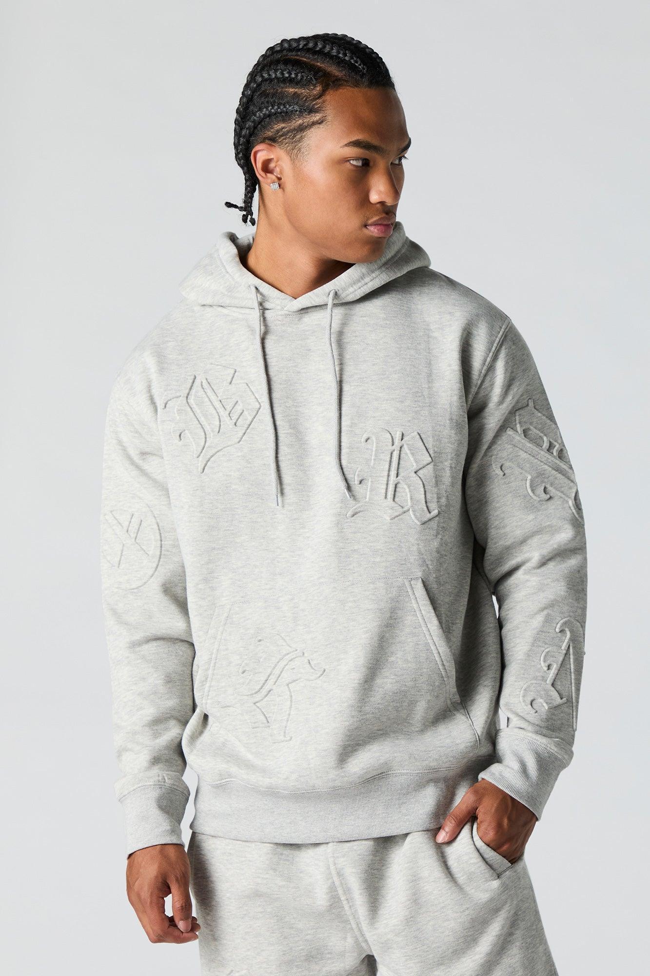 Embossed Fleece Hoodie Male Product Image