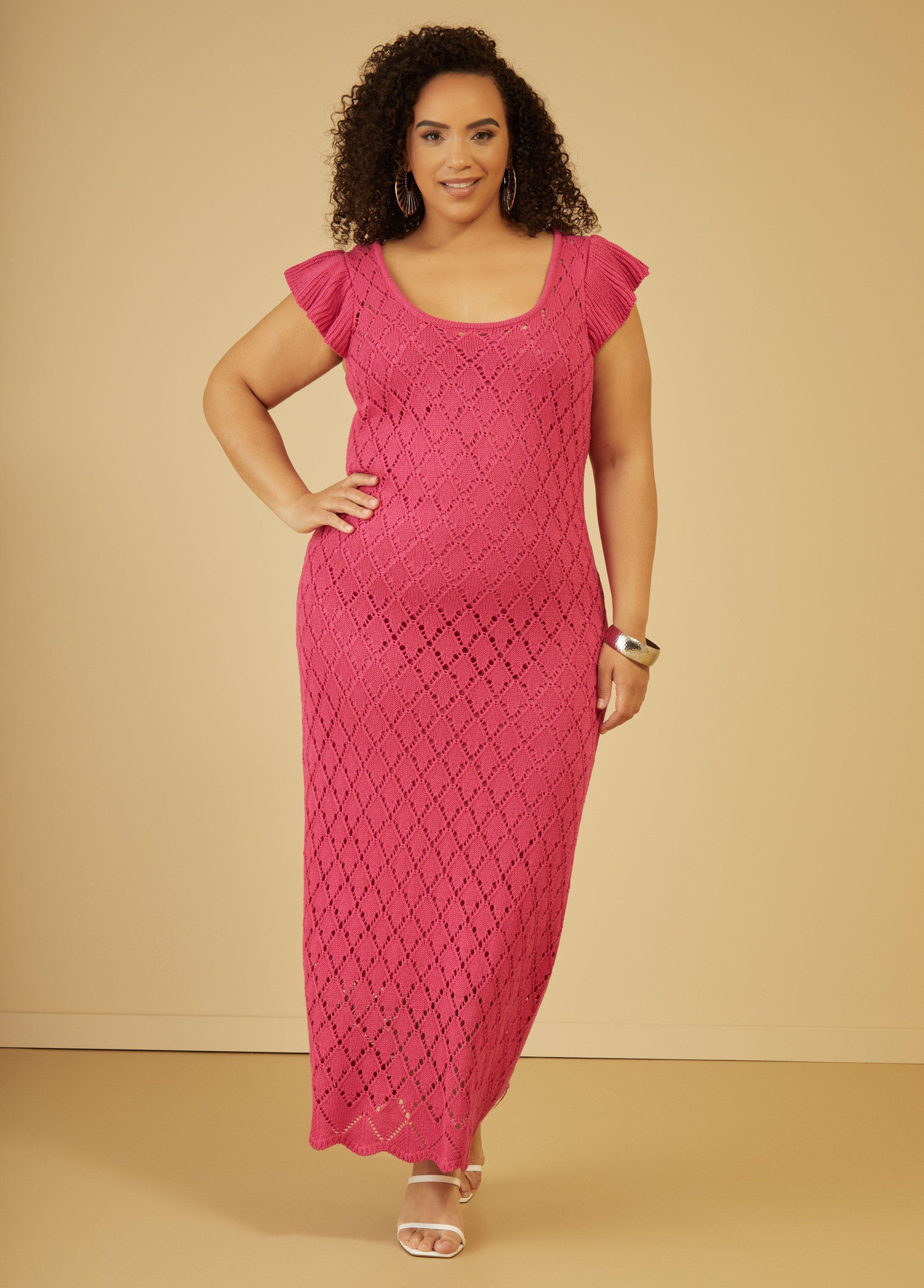 Ruffled Crochet Knit Maxi Dress Product Image