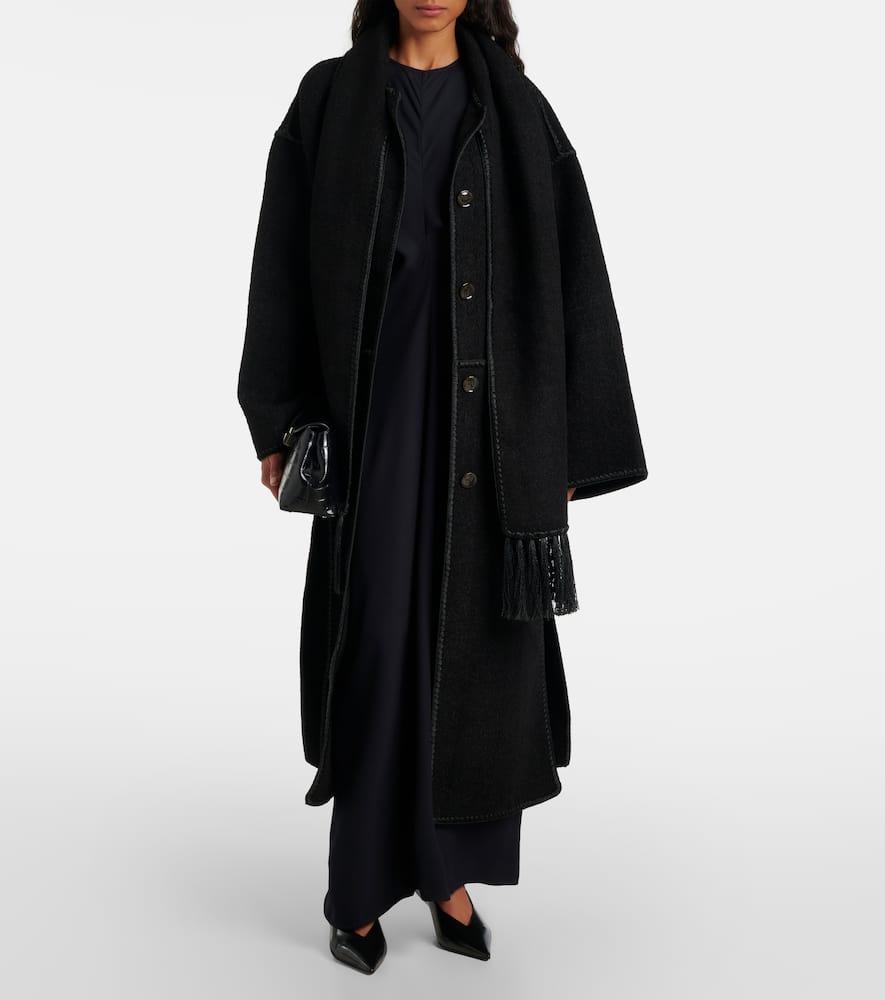 TOTÊME Embroidered Scarf Coat Black Product Image