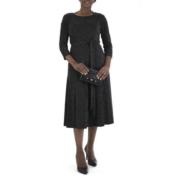 Womens Nina Leonard Sylvia Lurex Midi Dress Product Image