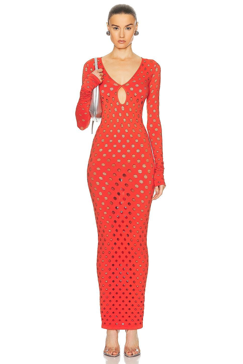 Maisie Wilen Perforated Gown in Coral Product Image