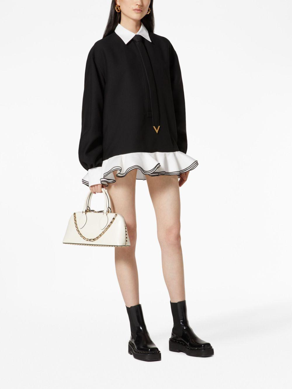 Rockstud-embellished Leather Tote Bag In White Product Image