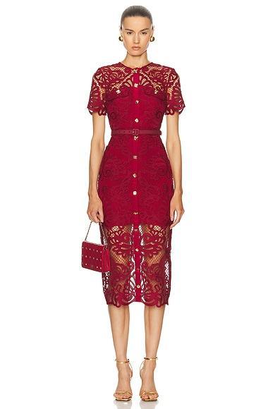 Guipure Lace Button Midi Dress Product Image