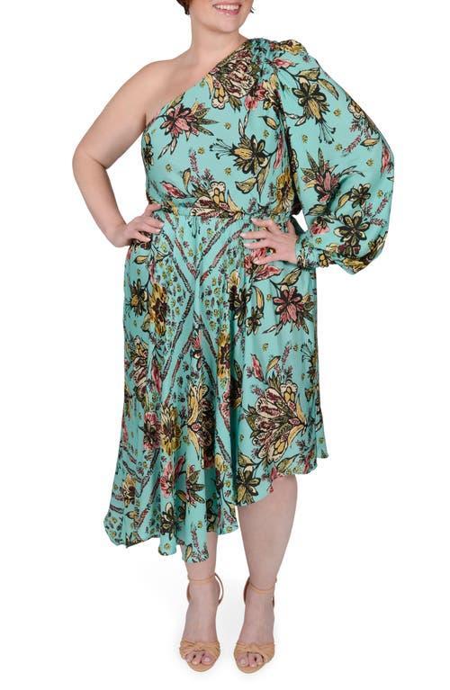 Womens Plus Size Olivia Asymmetric Floral Satin Dress Product Image