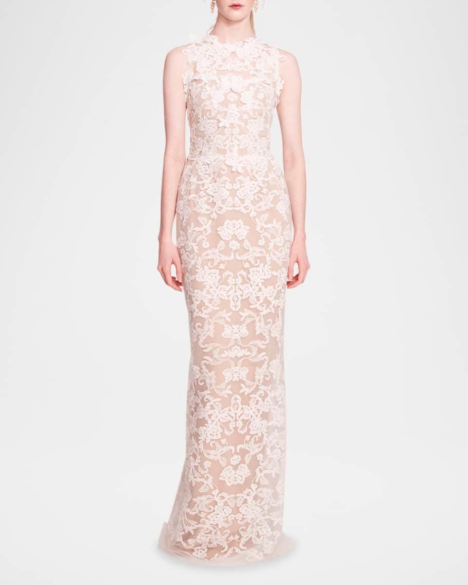 Sleeveless Lace Column Gown Product Image