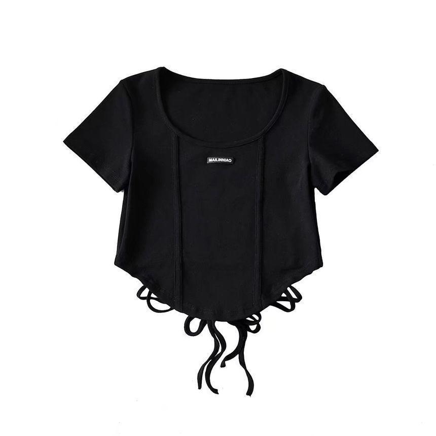 Short-Sleeve Label Cropped Top product image