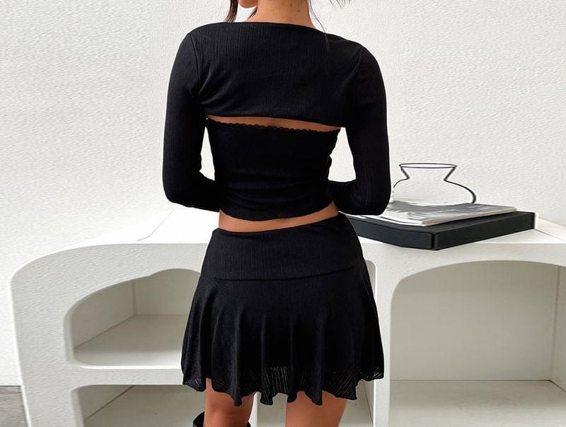 Set: Plain Lace Trim Tube Top + Shrug Product Image