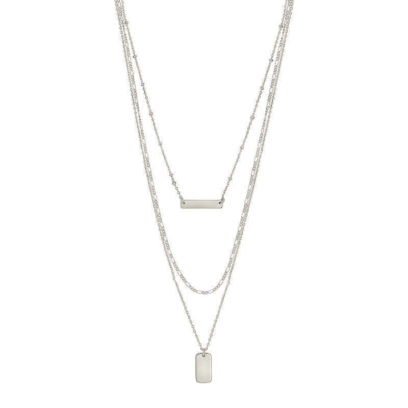 MC Collective Triple Layered Bar Necklace, Womens Silver Tone Product Image