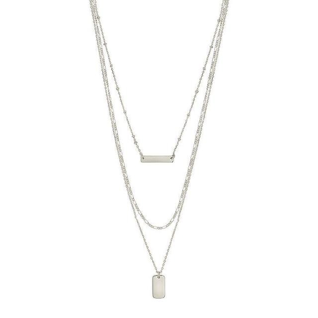 MC Collective Triple Layered Bar Necklace, Womens Silver Tone Product Image