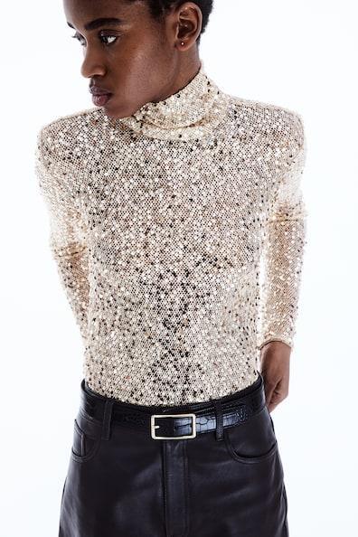 Sequined turtleneck top Product Image