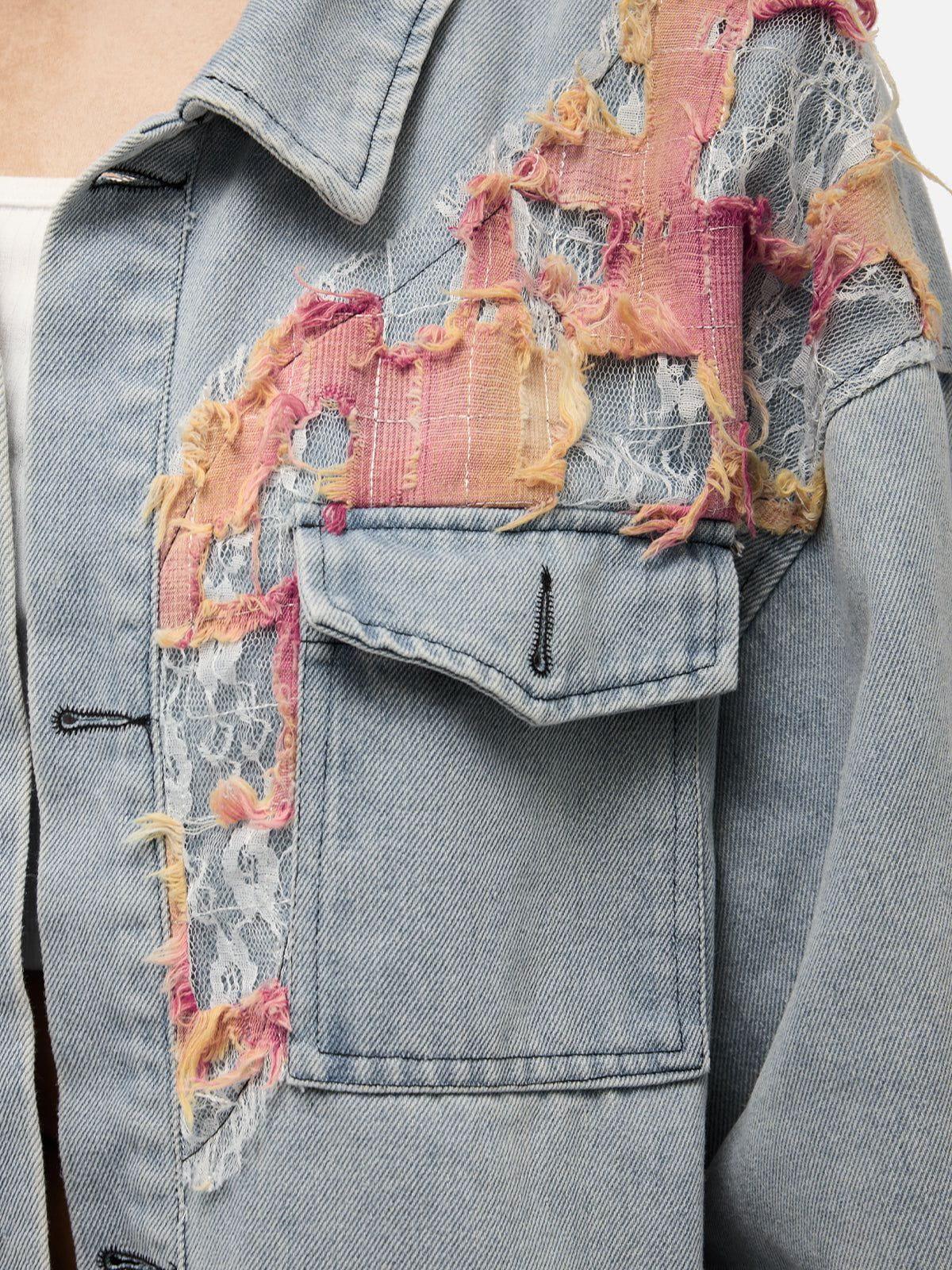 Aelfric Eden Heavy Craftsmanship Lace Denim Jacket Product Image