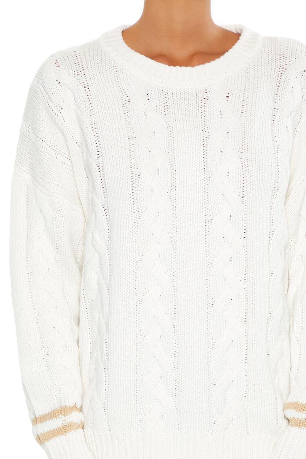 Varsity-Striped Cable Knit Sweater | Forever 21 Product Image