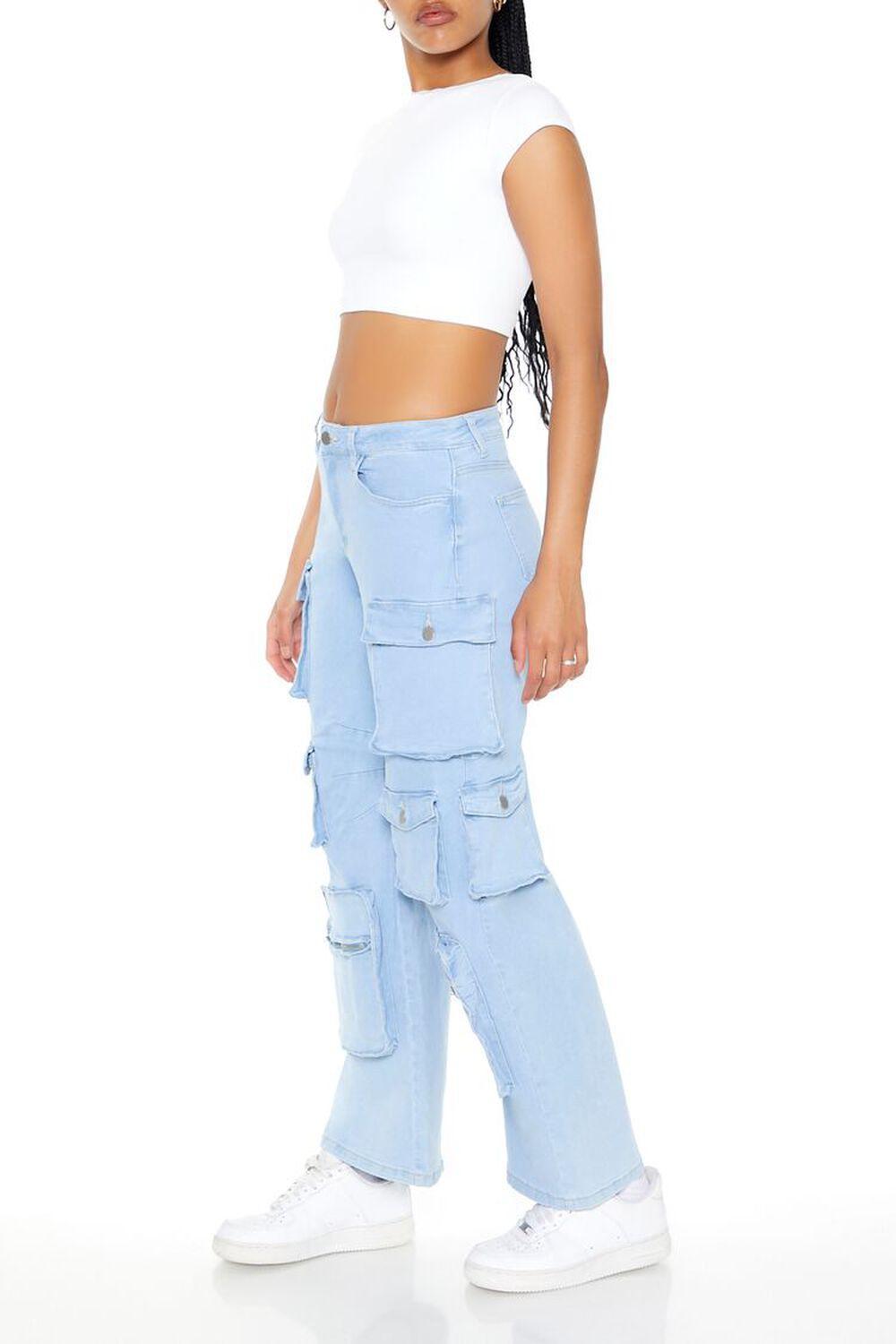 Low-Rise Wide-Leg Cargo Jeans | Forever 21 Product Image