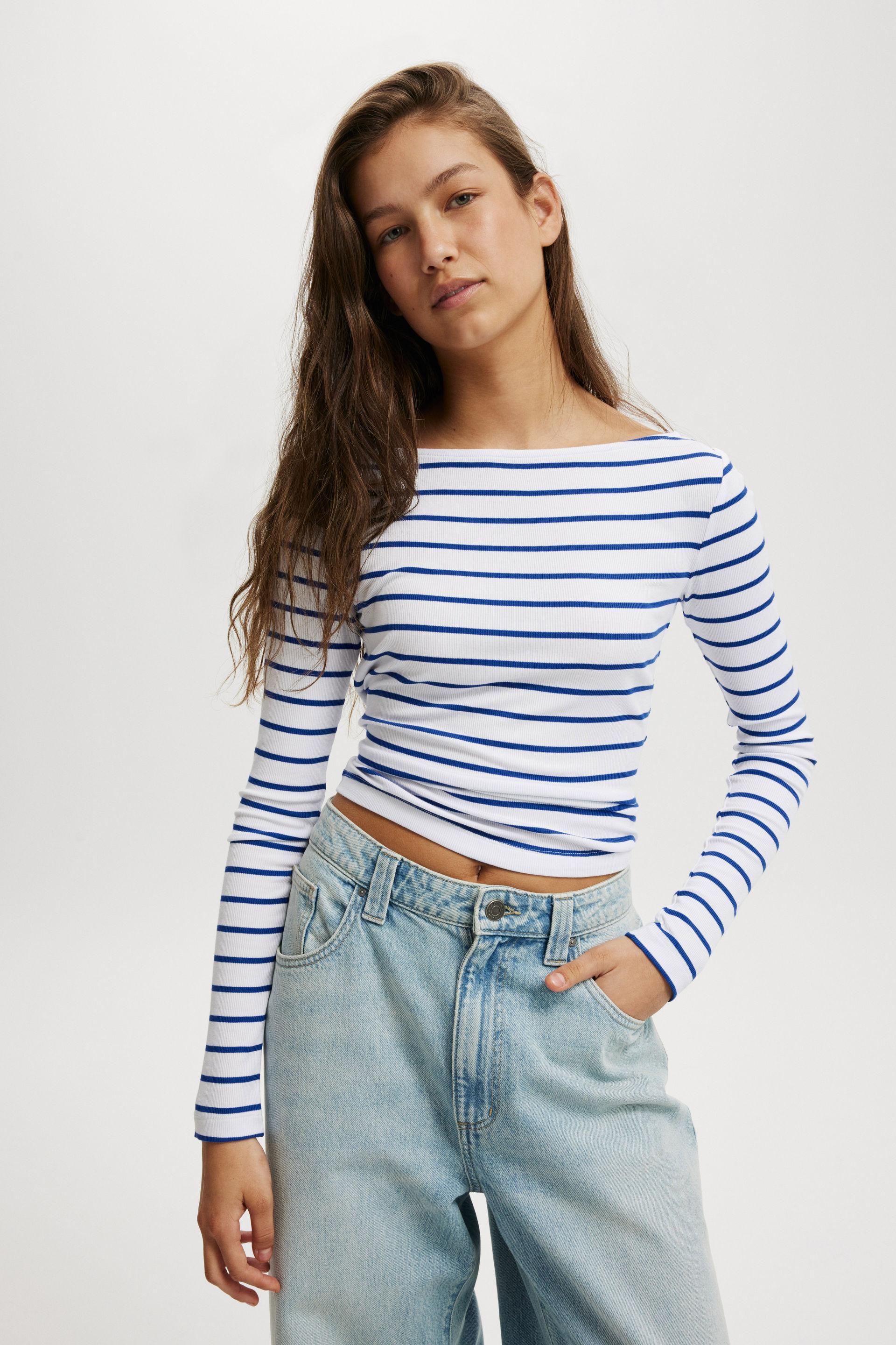 Staple Rib Boat Neck Long Sleeve Top Product Image