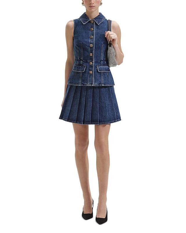 Womens Tailored Denim Peplum Minidress Product Image