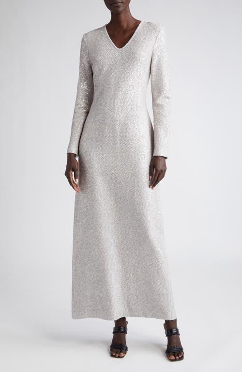 St. John Evening V-Neck Long Sleeve Sequin Column Gown Product Image