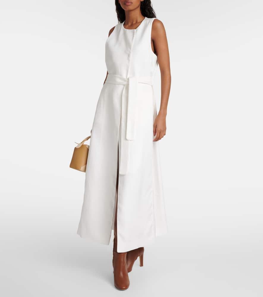 MAX MARA Aureo Belted Linen Shirtdress In White Product Image