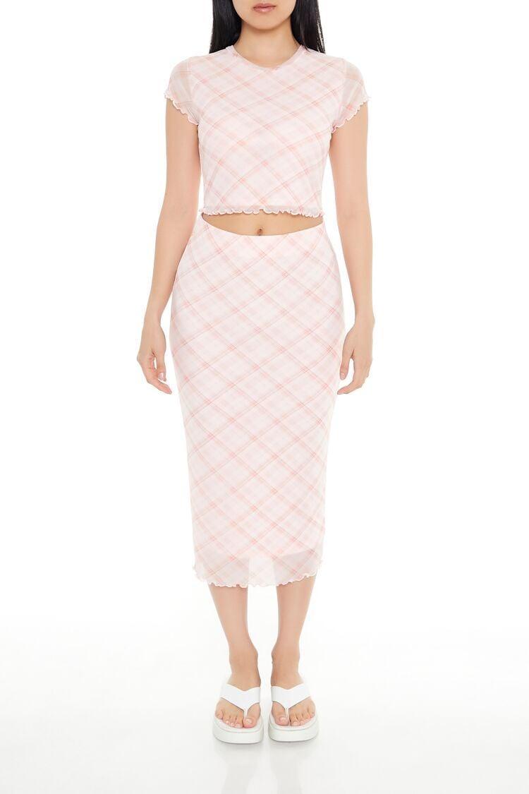 Plaid Mesh Midi Skirt | Forever 21 Product Image