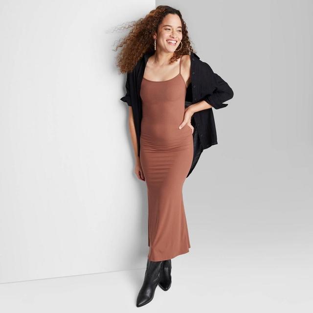 Womens Ribbed Maxi Slip Value Dress - Wild Fable Brown XS Product Image