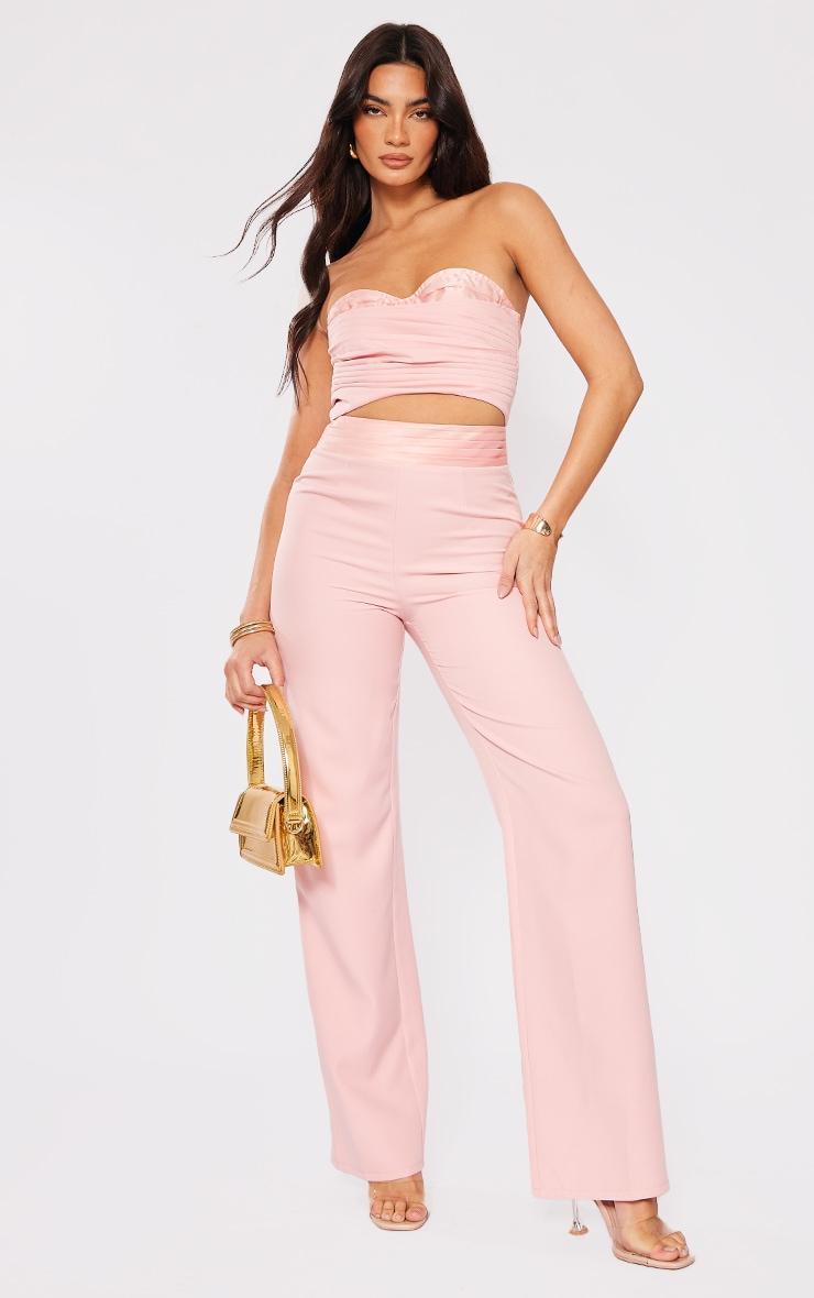 Pale Pink Ruched Corset Cut Out Jumpsuit Product Image