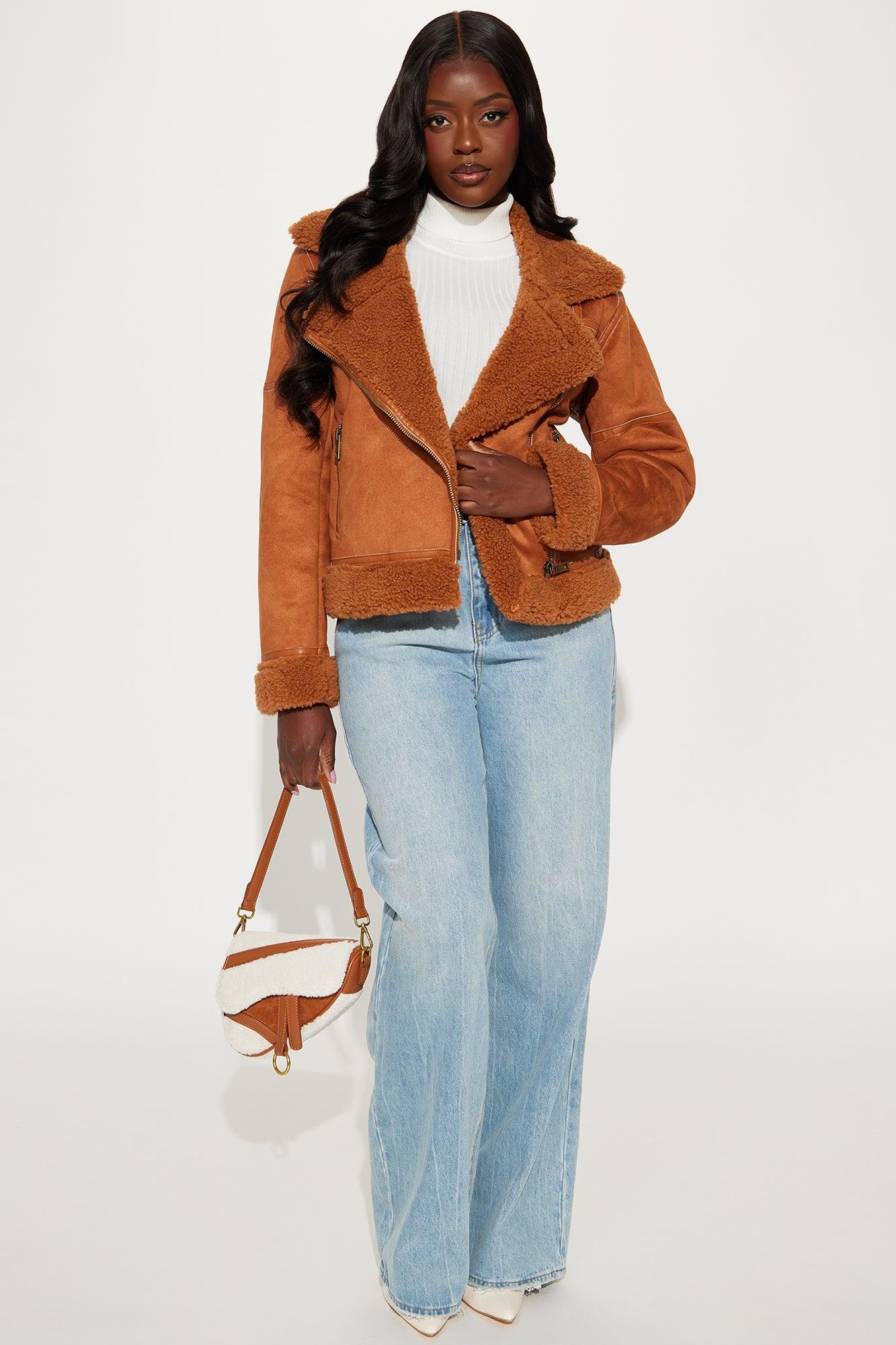 Mielle Faux Suede Aviator Jacket - Camel Product Image