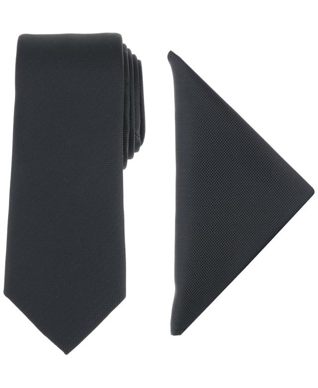 Alfani Mens Modern Textured Tie & Pocket Square Set, Created for Macys Product Image