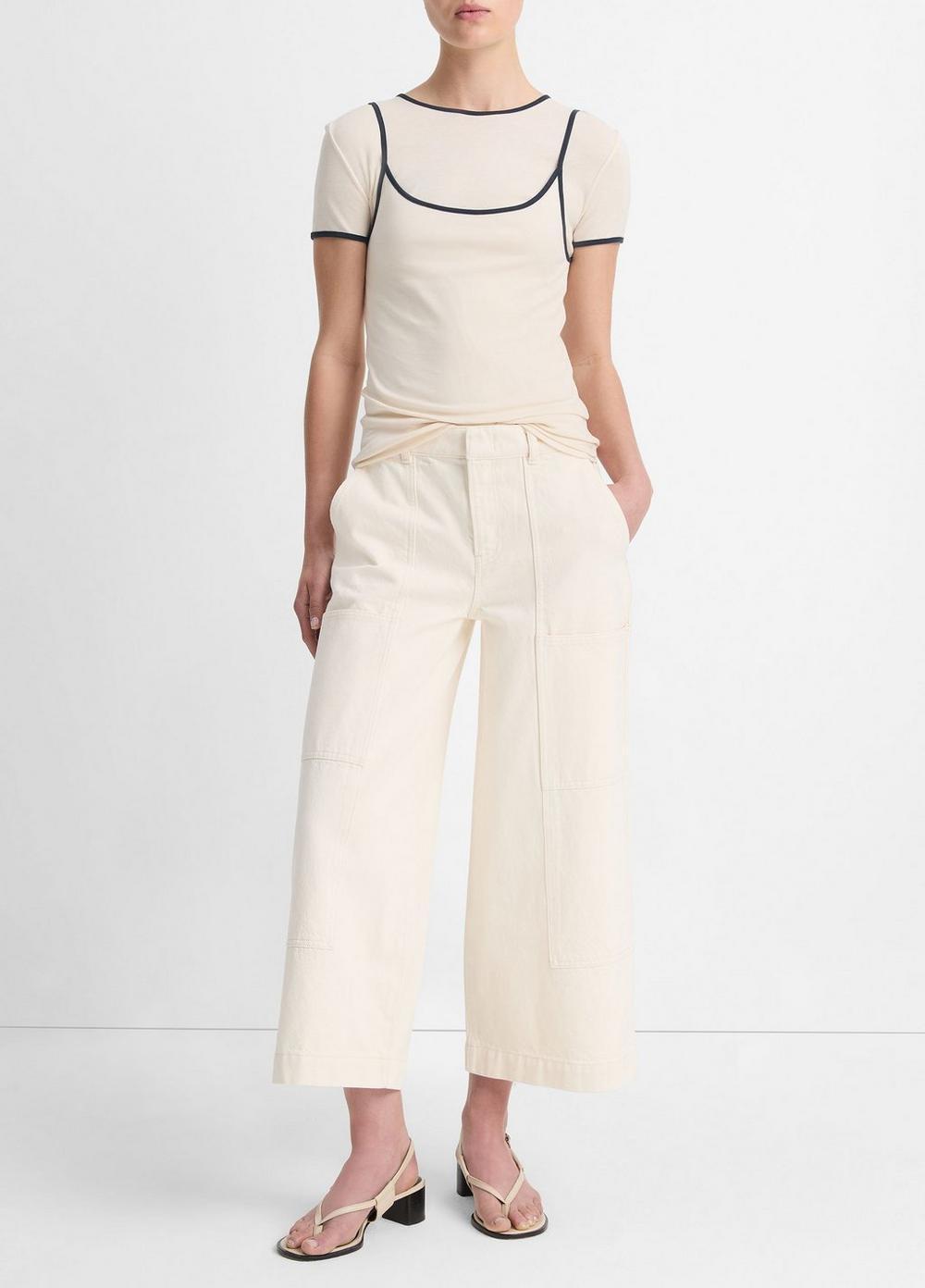 Cotton Mid-Rise Utility Wide Crop Pant Product Image