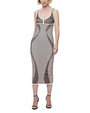 Womens 3D Layered Striped Midi-Dress Product Image