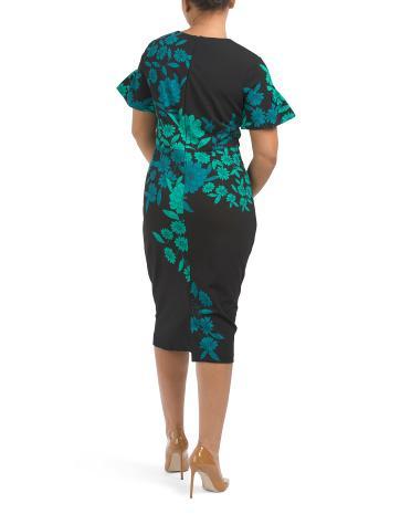 Scuba Crepe Floral Print Midi Dress for Women Product Image