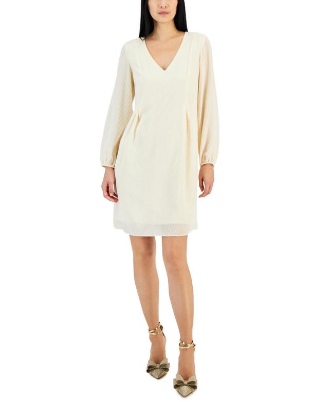 I.n.c. International Concepts Womens Textured Chiffon Long-Sleeve Bow-Back Dress, Created for Macys Product Image