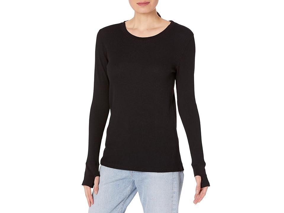 Mod-o-doc Cotton Modal Thermal Long Sleeve Crew Neck Tee (Black) Women's Clothing Product Image