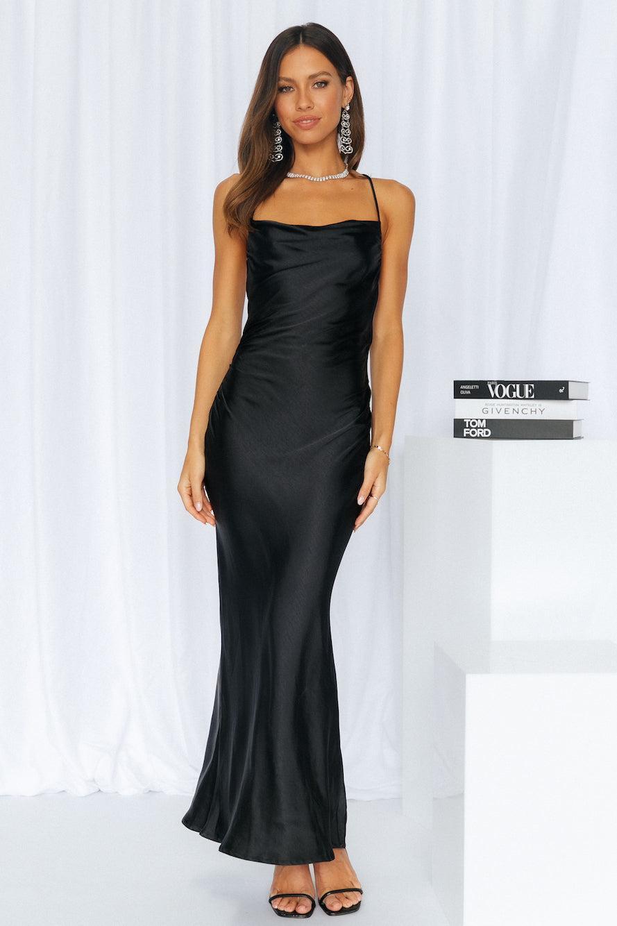 Kissin All Night Satin Maxi Dress Black product image