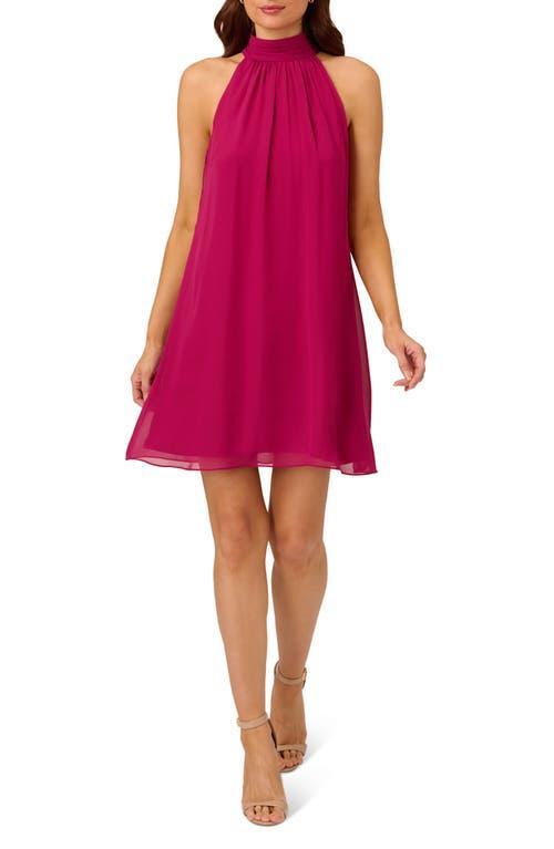 Adrianna Papell Halter Neck Chiffon Dress Product Image