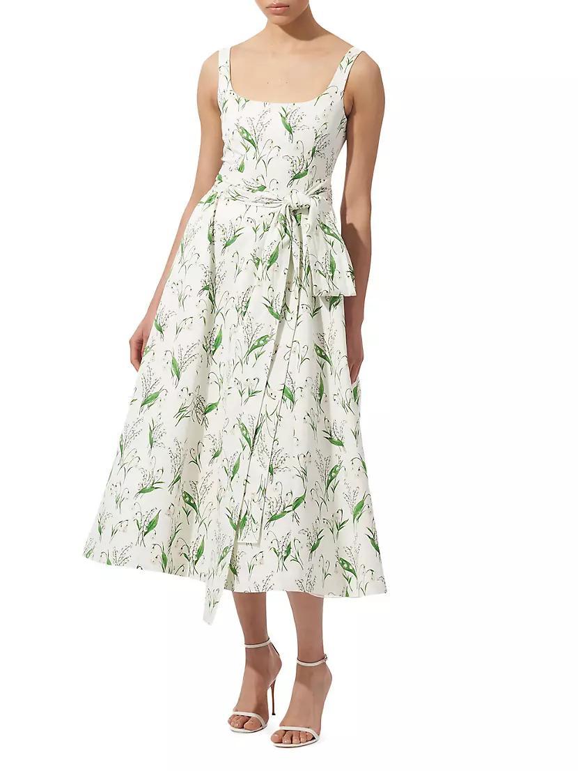 Floral Tie-Waist A-Line Midi-Dress Product Image