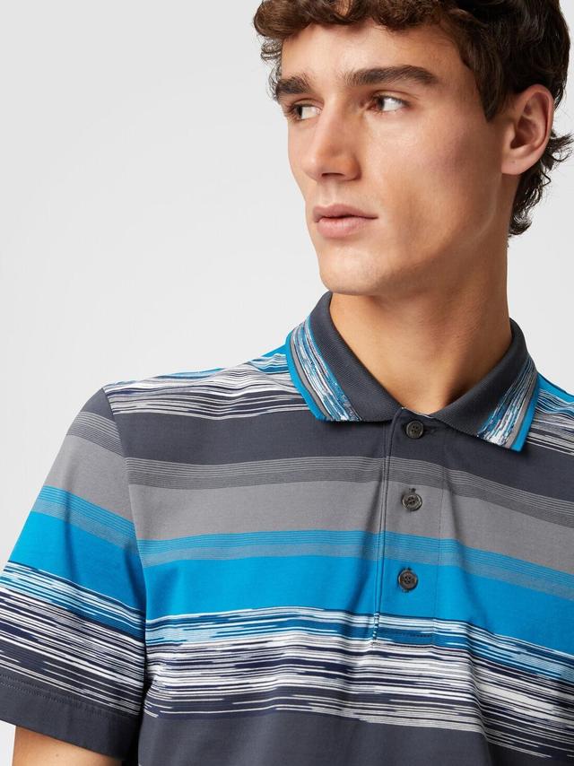 Cotton jersey polo shirt with gradient stripes Blue | Missoni Product Image