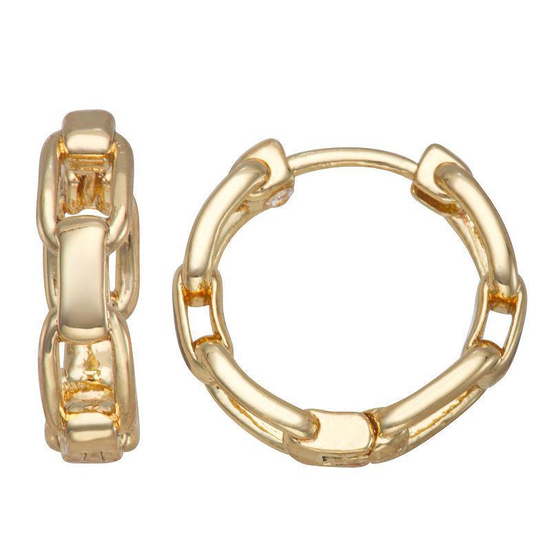 Nine West Oval Chain Link Huggie Hoop Earrings, Womens, Gold Product Image