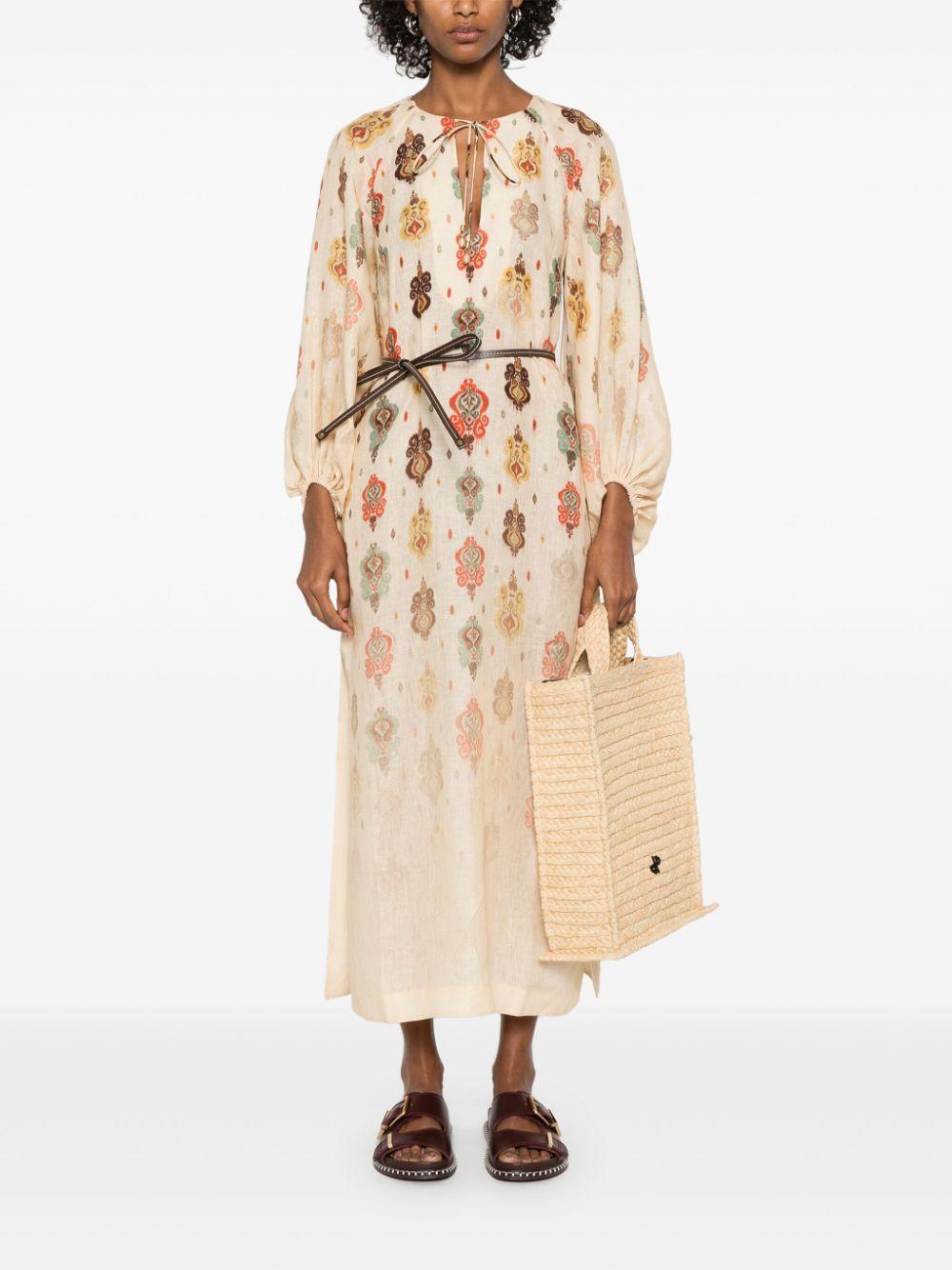 ZIMMERMANN Wylie Midi Dress In Neutrals Product Image