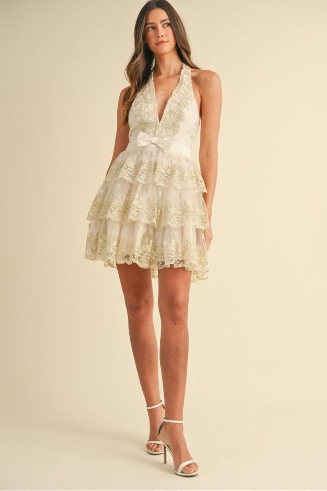 Lace Halter Dress Product Image