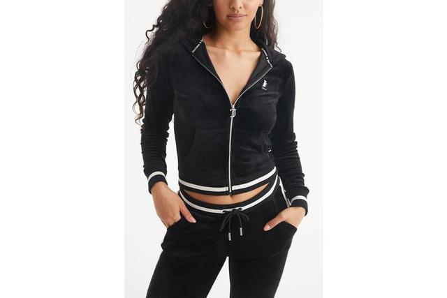 Juicy Couture Heritage Rib Trim Track Pants with Contrast Rib (Liquorice) Women's Clothing Product Image