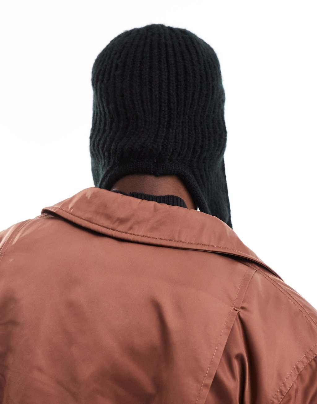 ASOS DESIGN knitted trapper hat in black Product Image